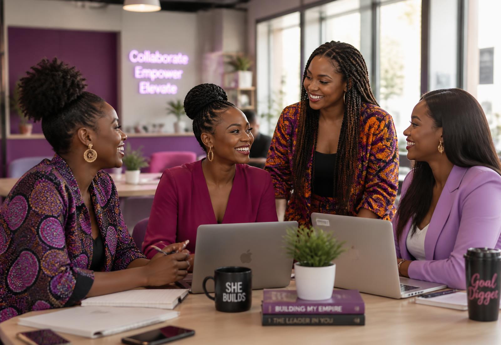 Femmes entrepreneures africaines échangeant autour d'une table de travail